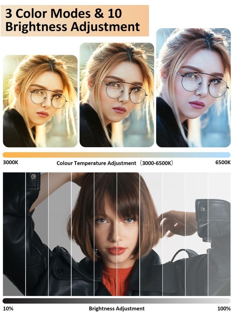 60 LED Portable Selfie Light, Rechargeable Phone Light with Clip, USB-C Charging, 3000-6500K 3 Light Modes, 10 Levels of Brightness, Clip-on Light for Phone/Tablet/Laptop - Image 2